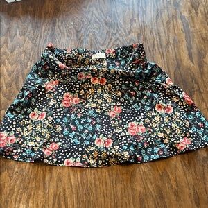 Altar'd State Floral Skater Skirt - Black and Pink